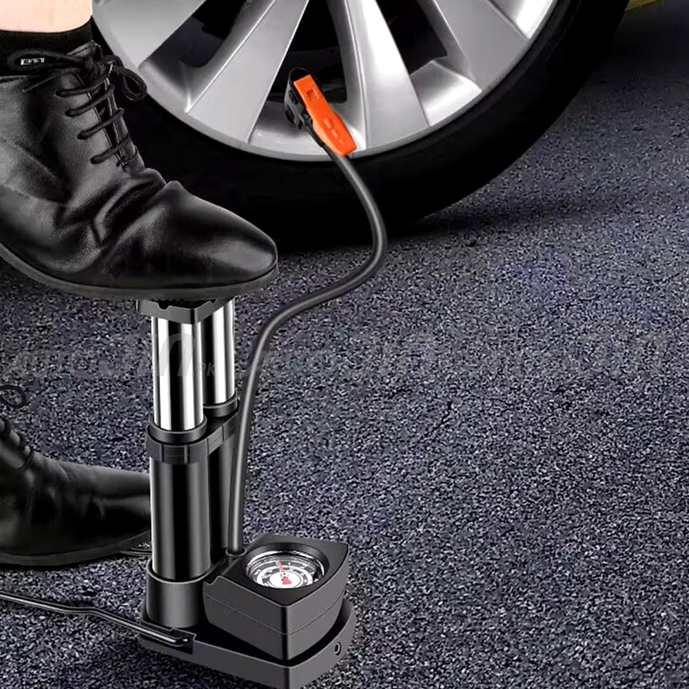 Double Cylinder Effort Saving Foot Air Pump For Bike, Car, Bicycle, Floor Pump
