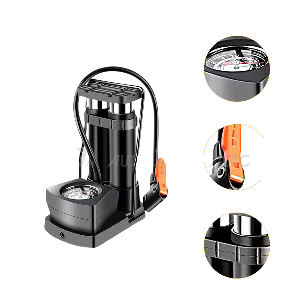 Double Cylinder Effort Saving Foot Air Pump For Bike, Car, Bicycle, Floor Pump